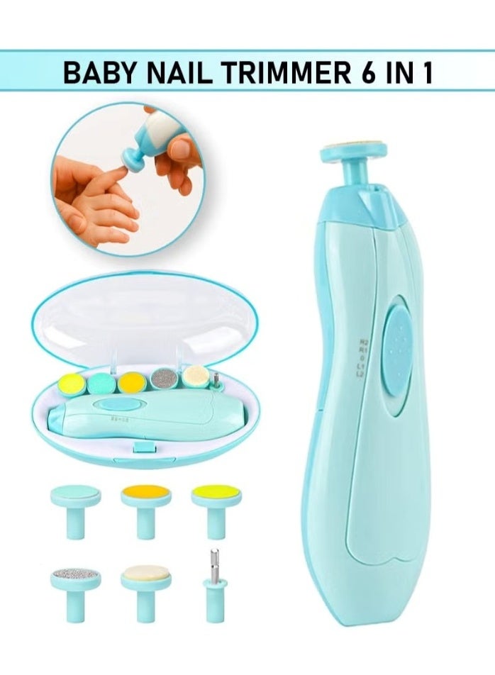 Xpert Baby Nail Trimmer Electric - 6-in-1 Baby Nail Clippers & File Set with LED Light, Portable & Lightweight, Safe for Newborns, Toddlers, Kids, and Adults - Includes 6 Grinding & Polishing Heads - Image 1